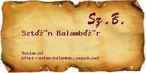 Sztán Balambér névjegykártya